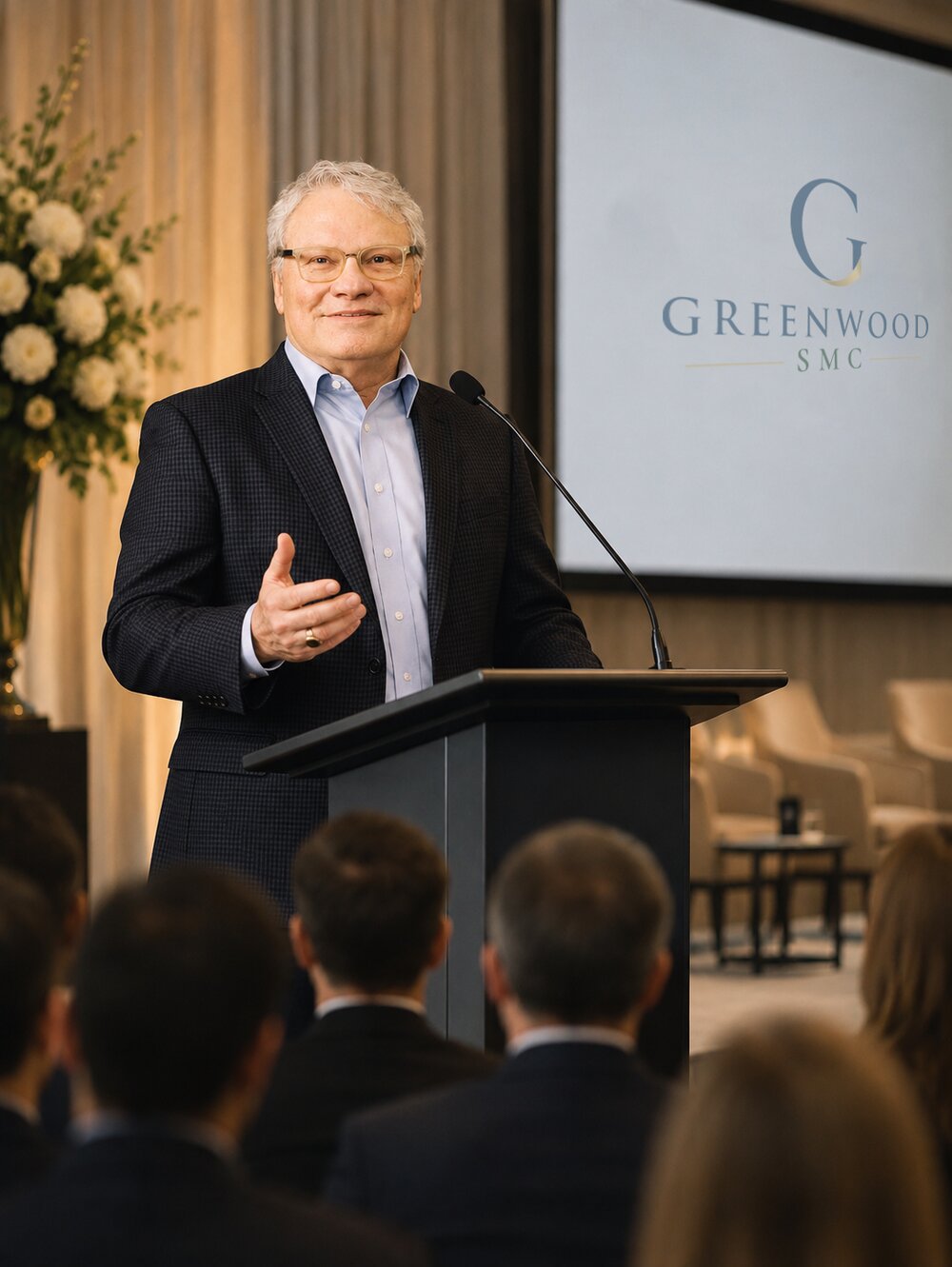 Malcolm Greenwood speaking at a Greenwood SMC produced conference